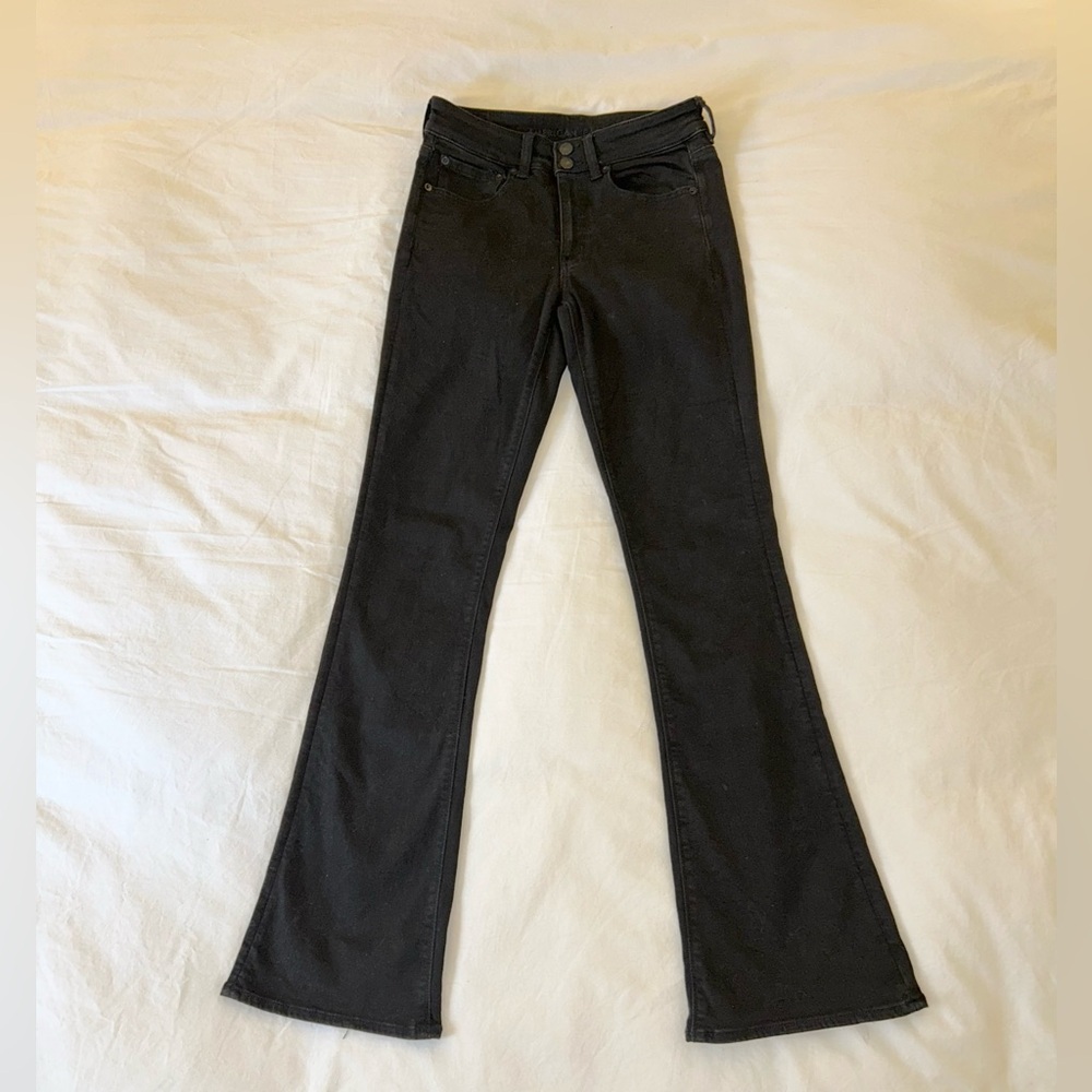 American Eagle Outfitters Black Flare Stretch Jeans